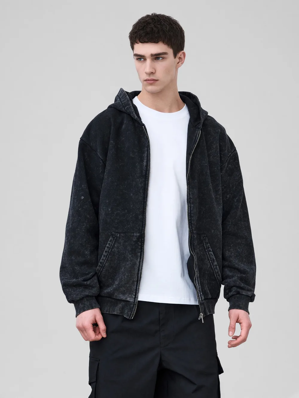 Худи на молнии Garment dyed · 380 г/м² — фото